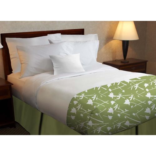 Beyond Impression Poly Decorative Top Sheet, Green Floral Print, King 114x120 CS, White